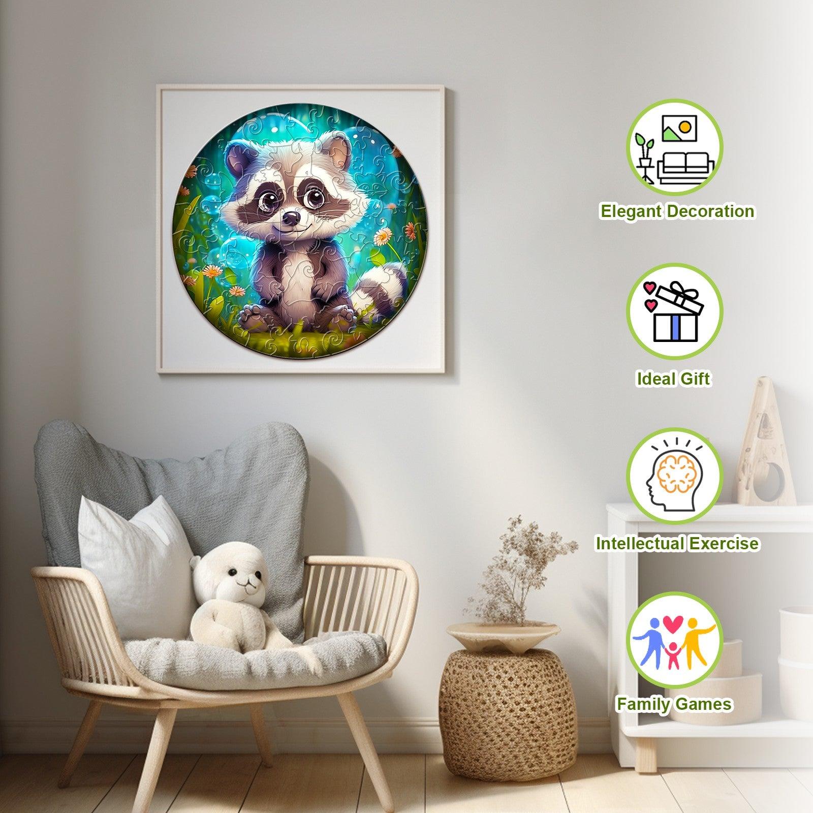 Cute Raccoon Children's Wooden Jigsaw Puzzle