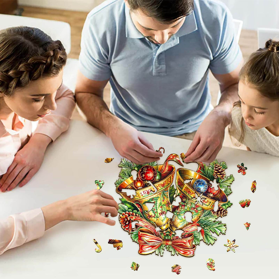 Puzzle en bois Père Noël dans la cheminée-1