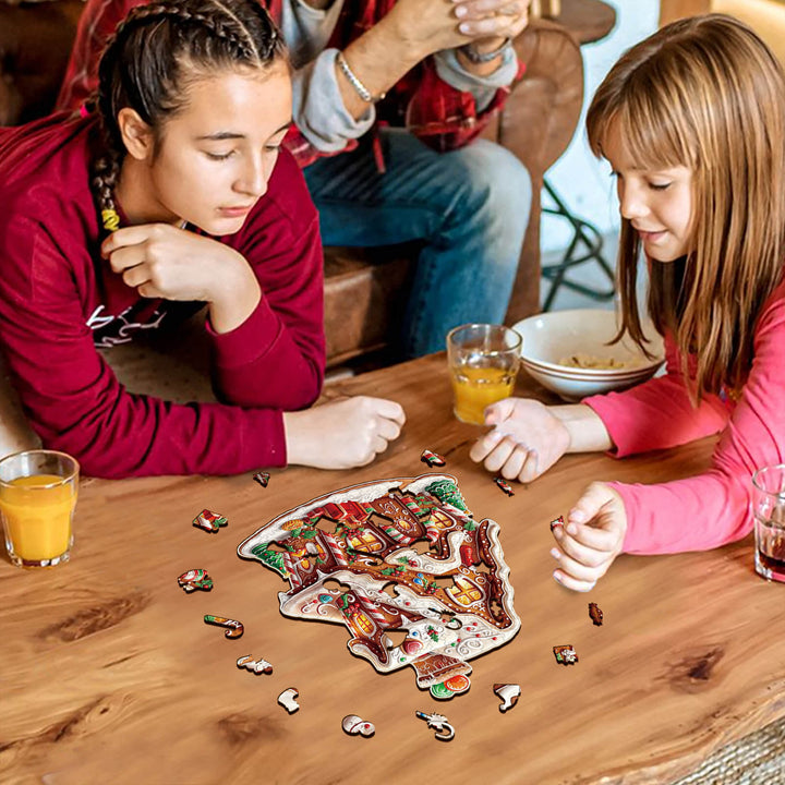 Weihnachtsmann im Schornstein-1 Holzpuzzle