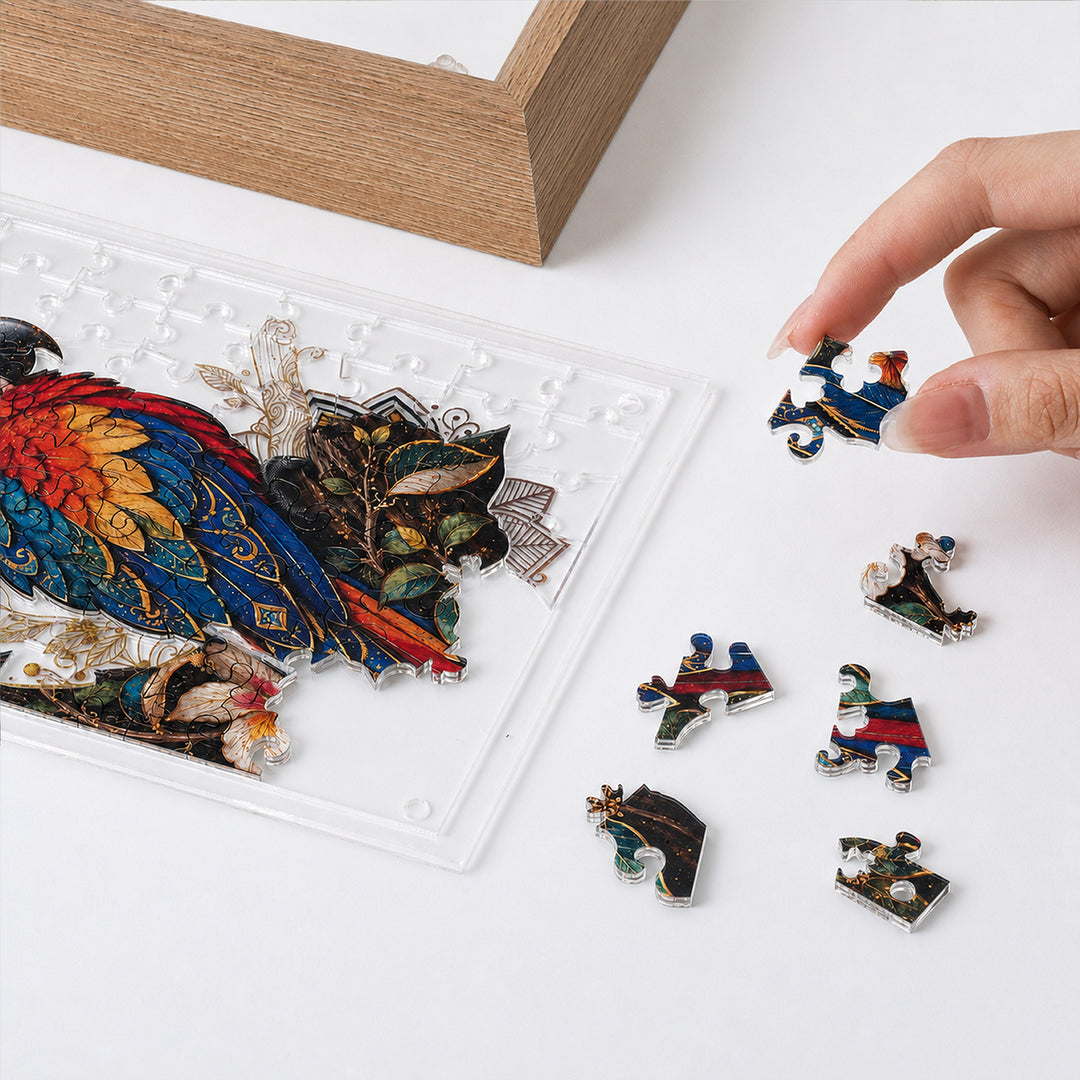 Double Sided Acrylic Jigsaw -Colorful Parrot