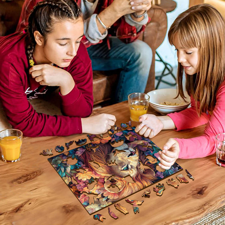 Blossom-Kissed Lion-1 Wooden Jigsaw Puzzle - Woodbests