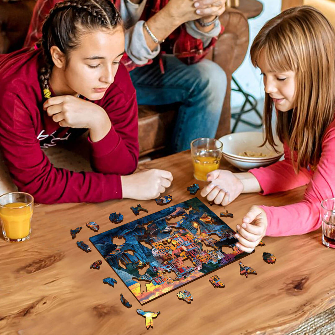 Buntglas-Schmetterling-Holzpuzzle