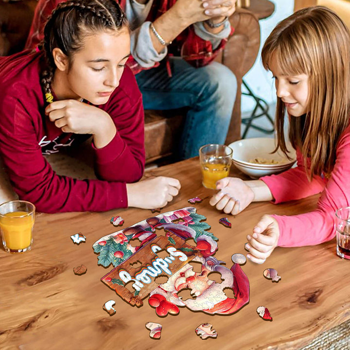 Santa Claus Custom Name Wooden Jigsaw Puzzle - Woodbests