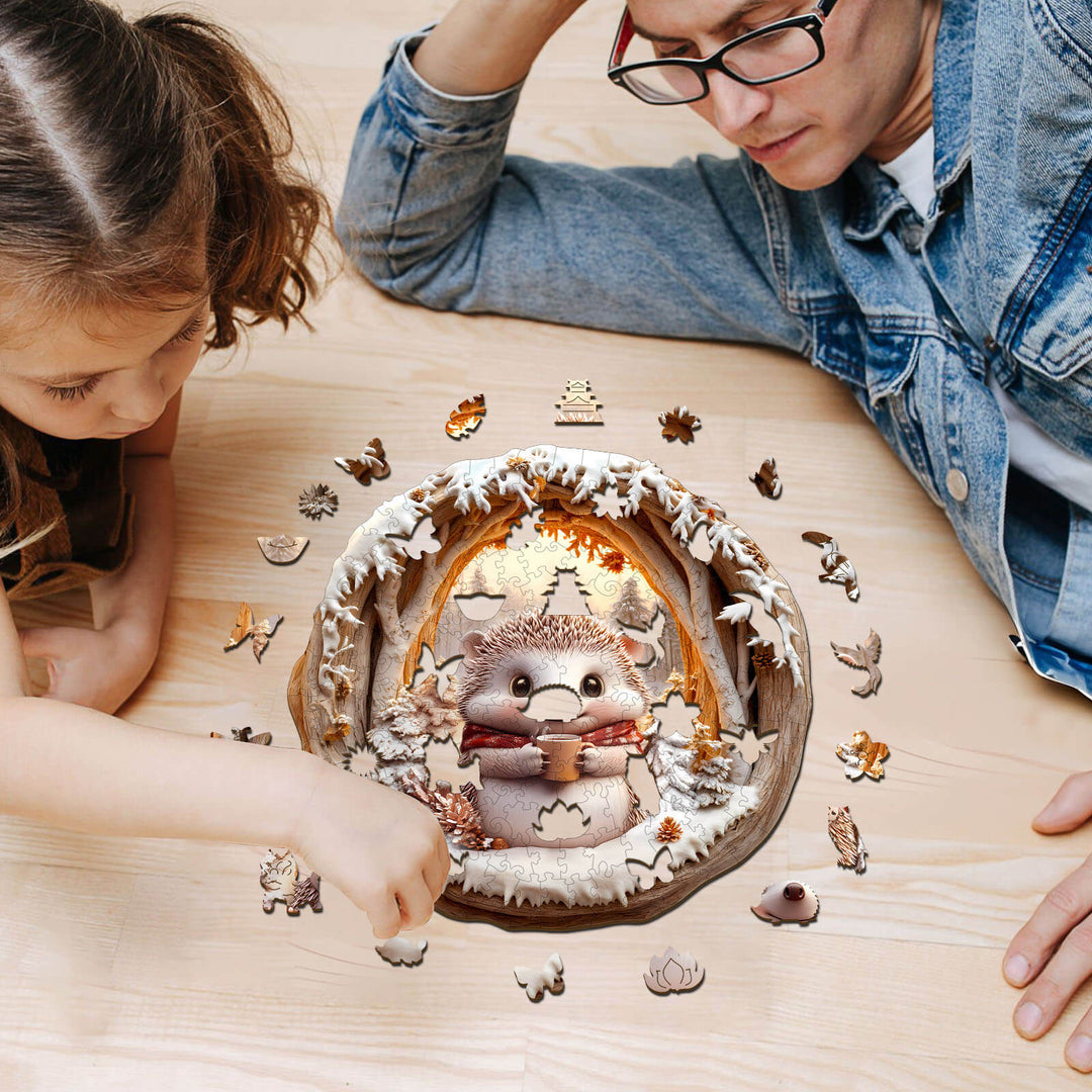 3D Cave Hedgehog Wooden Jigsaw Puzzl