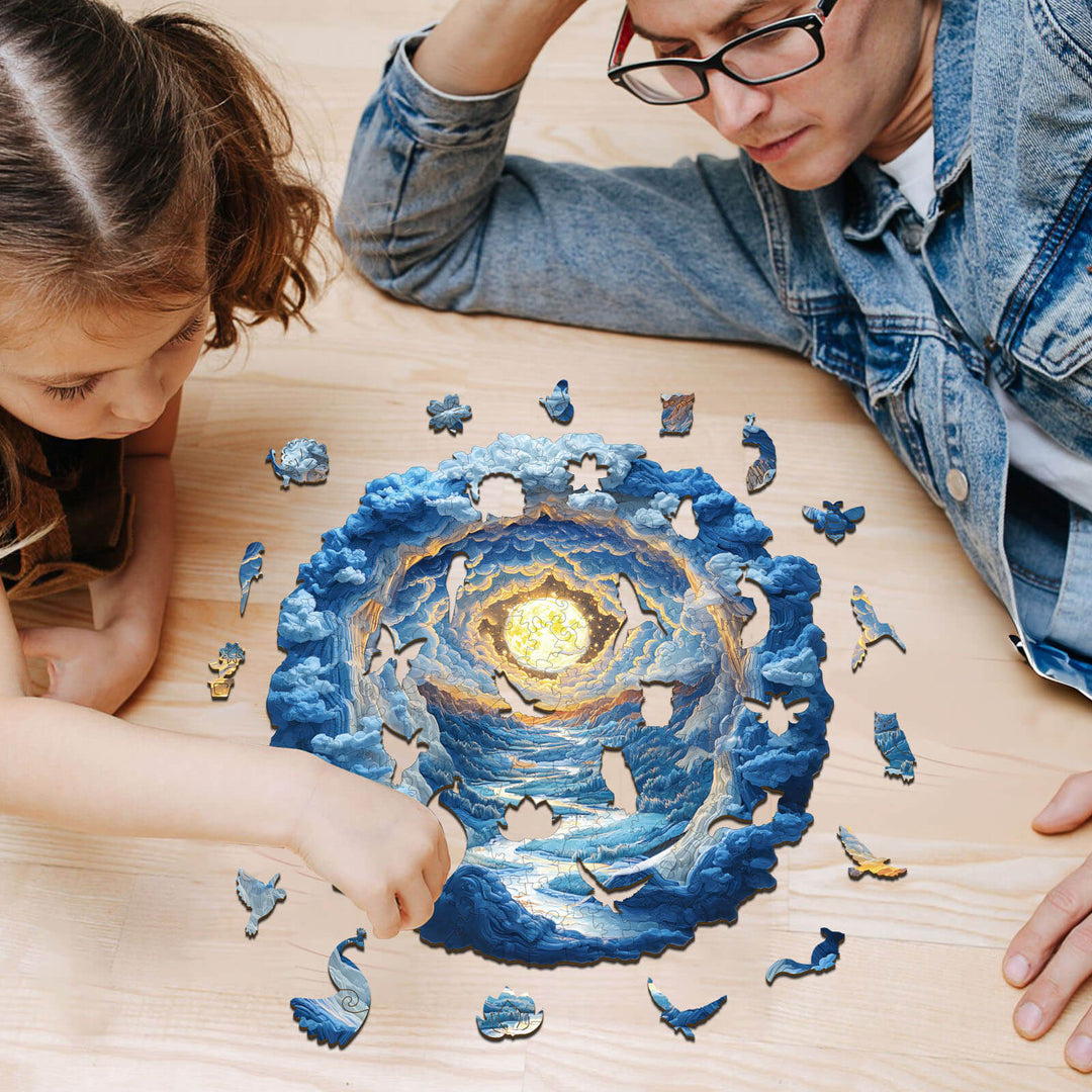 3D Moonlight Dreamscape Wooden Jigsaw Puzzle - Woodbests