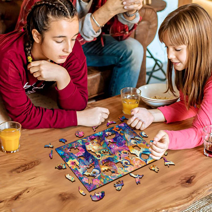 Colored Owl Wooden Jigsaw Puzzle