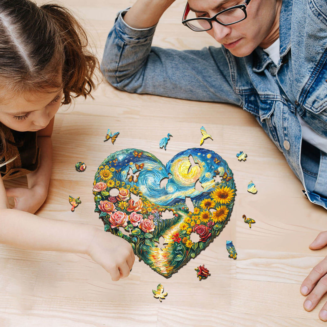 Heart-shaped Garden Wooden Jigsaw Puzzle