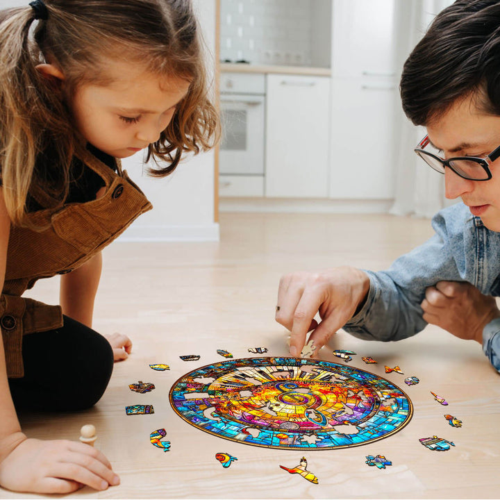 Stained Glass Music Wooden Jigsaw Puzzle