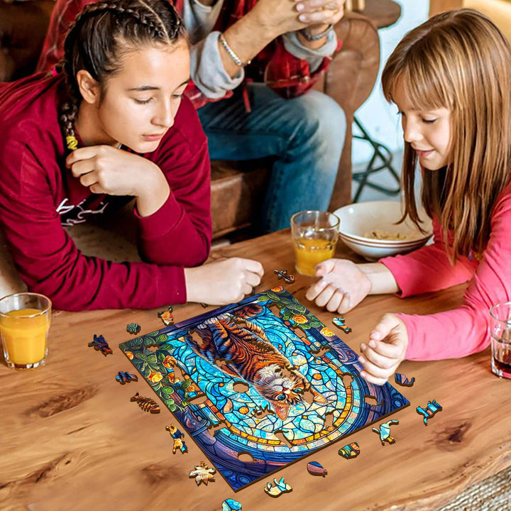 Stained Glass Cat Wooden Jigsaw Puzzle