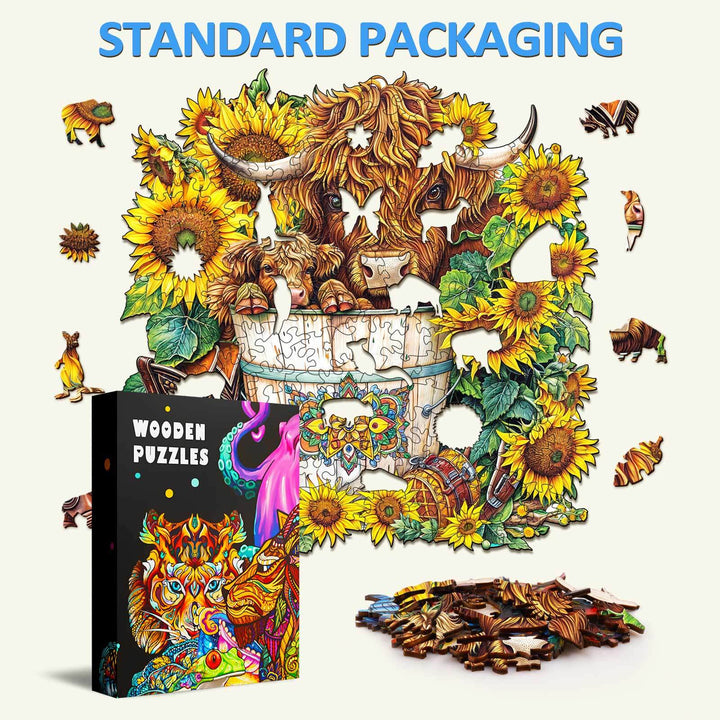 Sunflower Pasture Wooden Jigsaw Puzzle