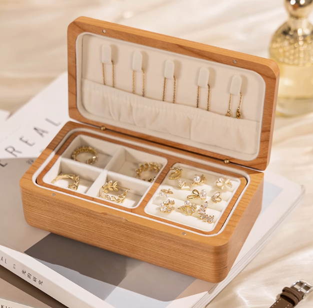 Wooden Double Layer Jewelry Box