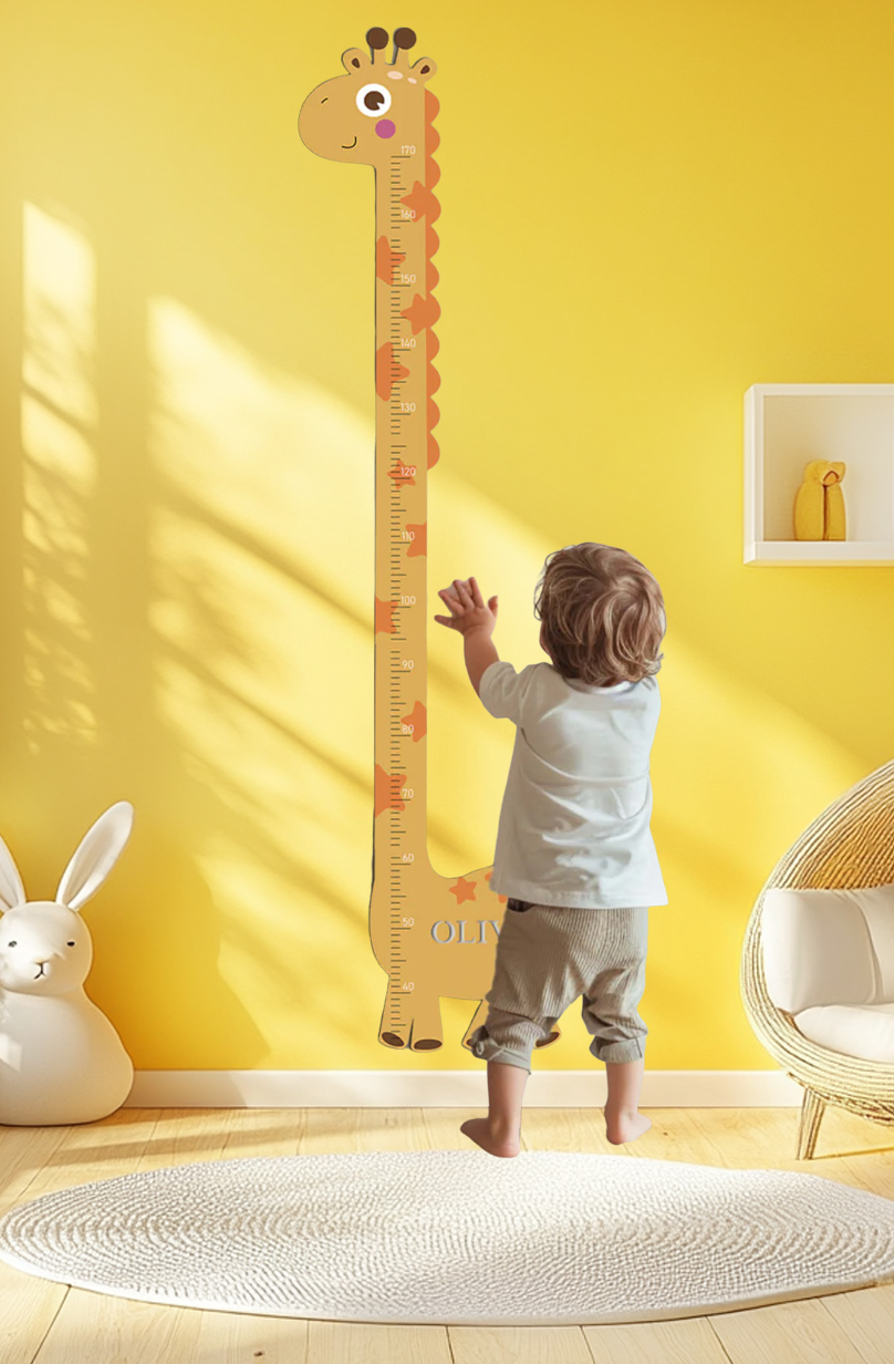 Règle de croissance girafe en bois personnalisée