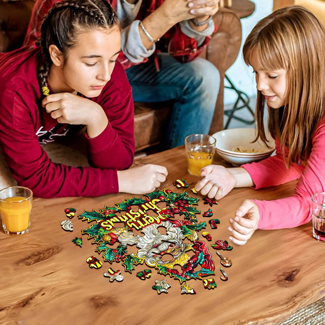 Weihnachtsmann im Schornstein-1 Holzpuzzle