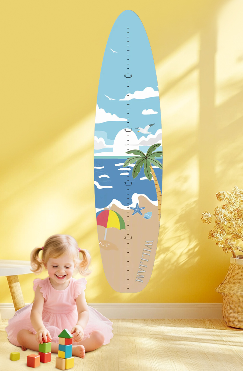 Personalized Wooden Surfboard Growth Chart Ruler