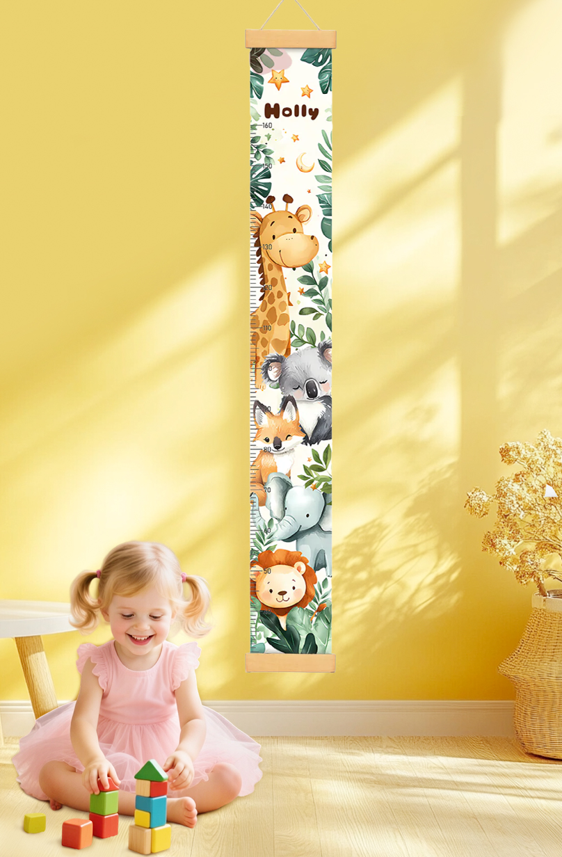 Personalized Forest Theme Hanging Canvas Height Ruler