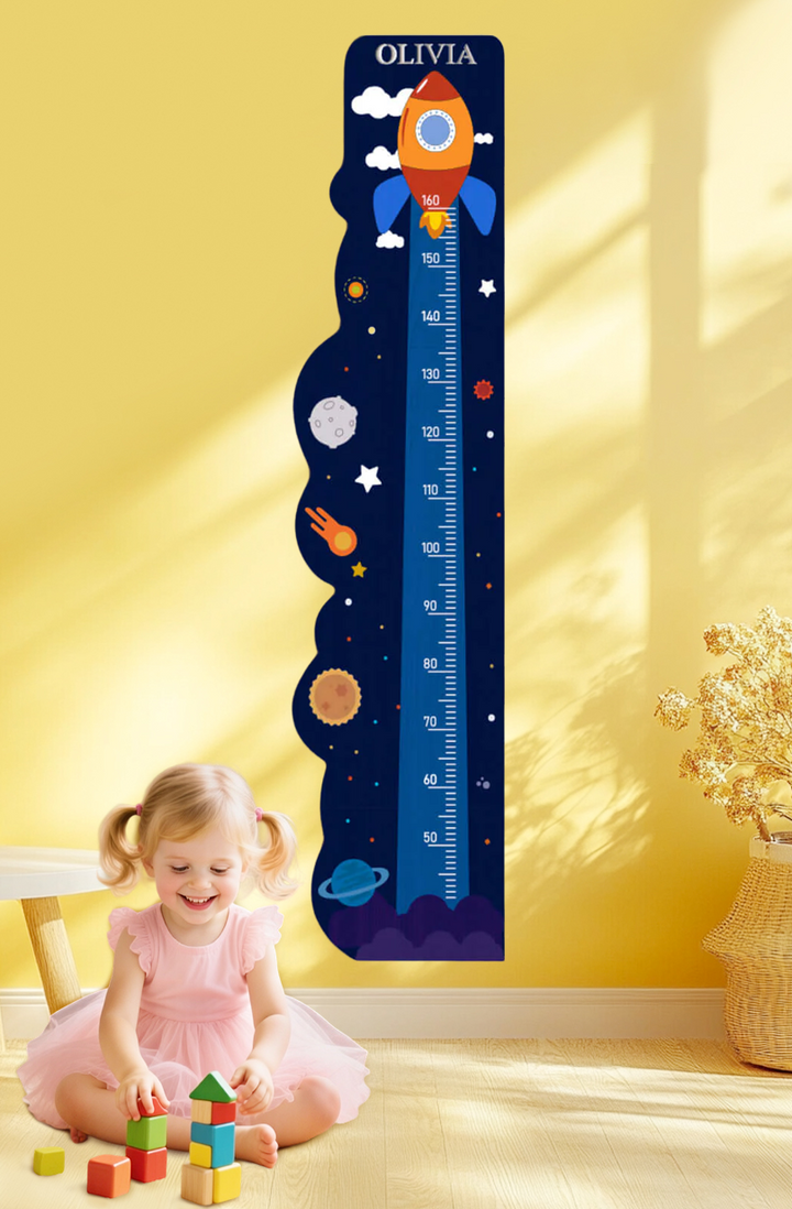 Personalized Wooden Rocket Ship Growth Chart Height Ruler