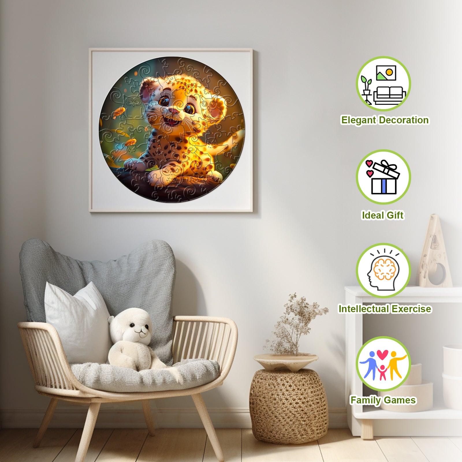 Cute Leopard Children's Wooden Jigsaw Puzzle