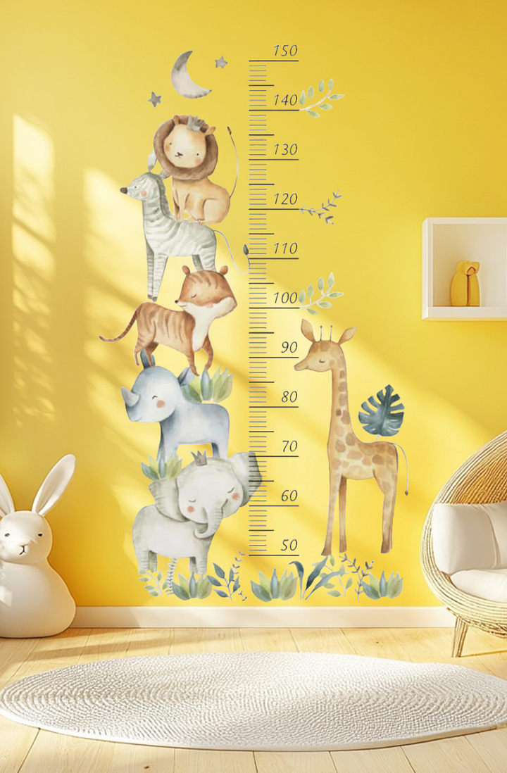 Cute Animals Growth Chart Wall Stickers