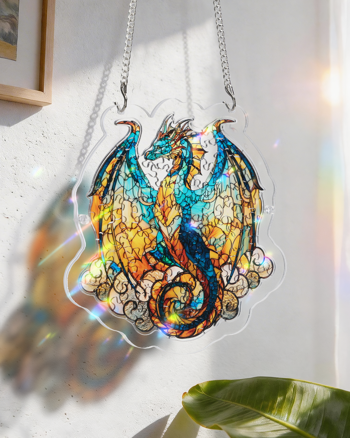 Acryl-Puzzle-Sonnenfänger – Ozeanfeuer-Drache
