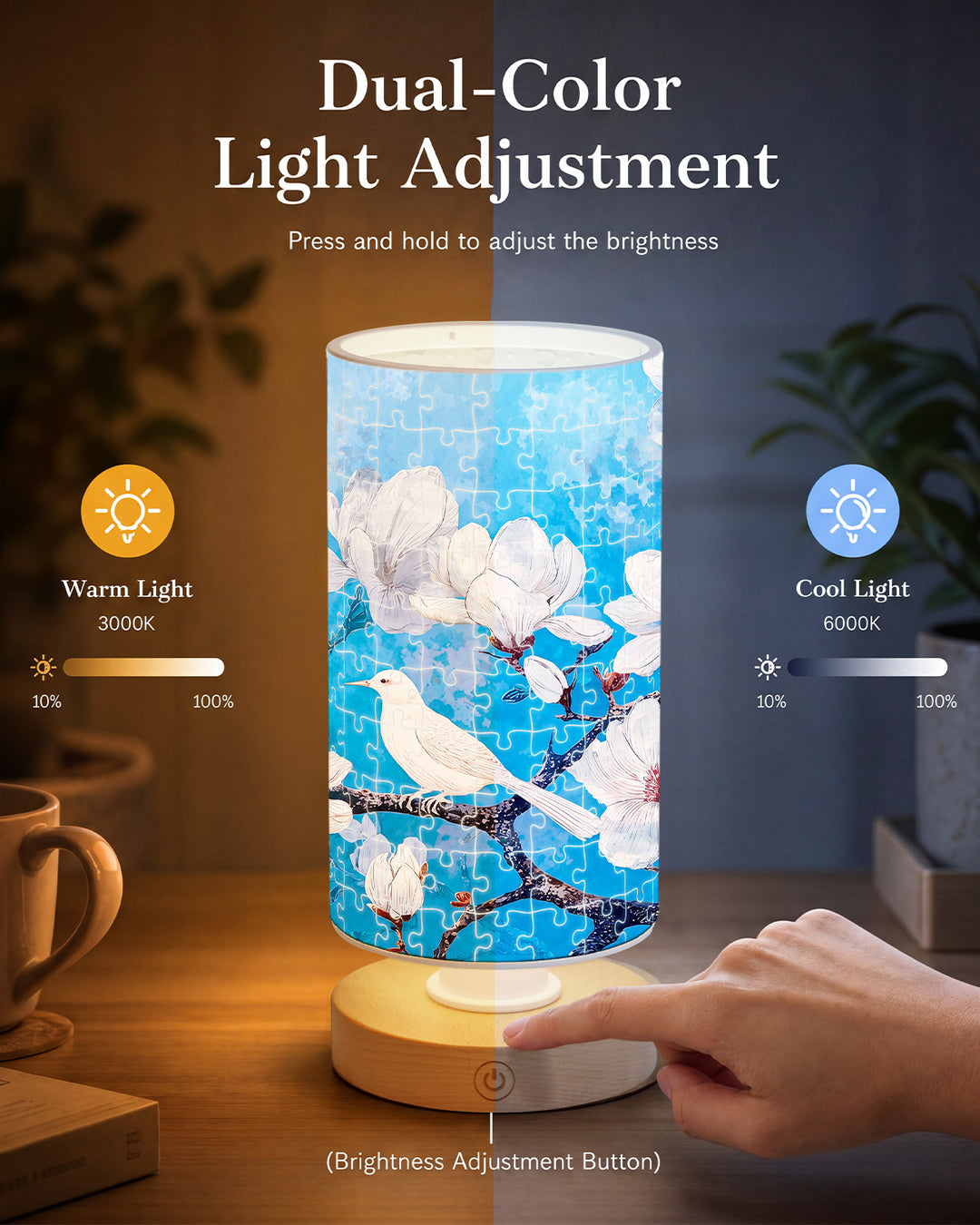 DIY Dimmable Acrylic Puzzle Lamp - Whispers of Magnolia Spring