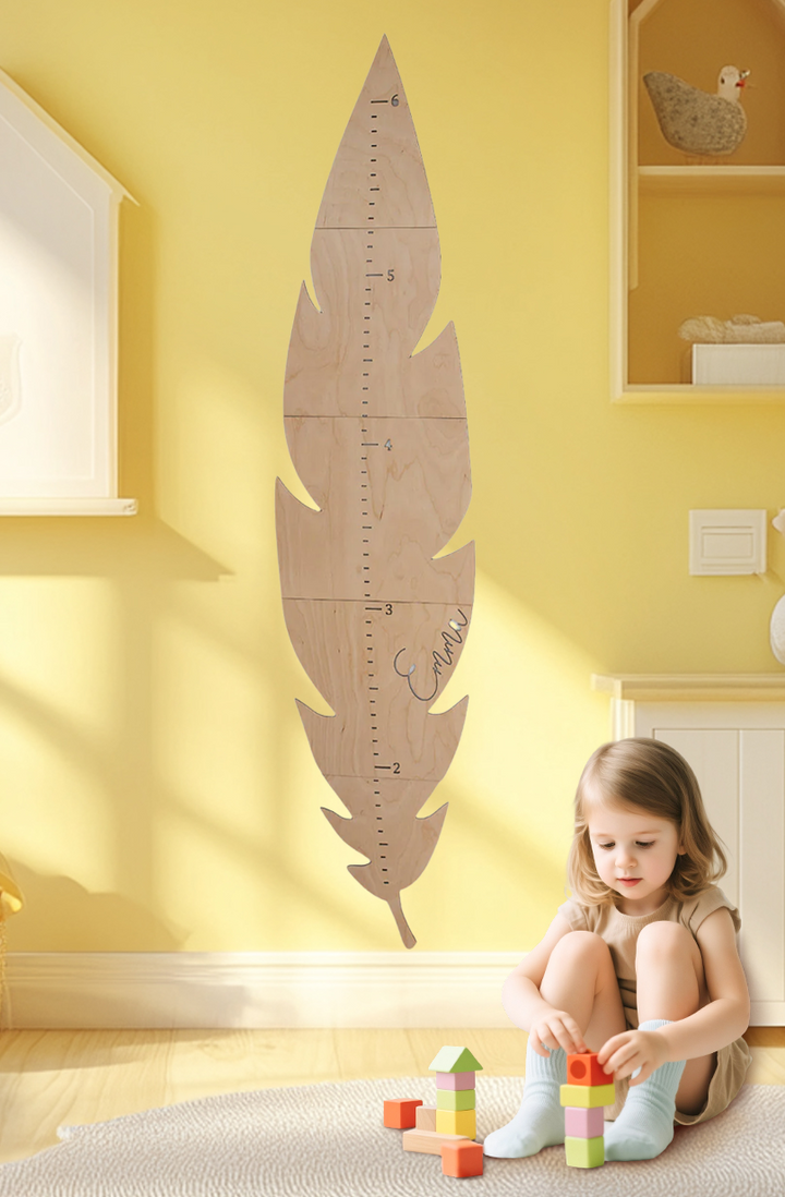 Personalized Wooden Feather Growth Chart