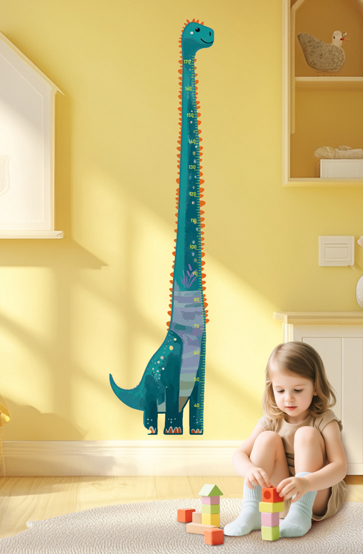 Freundlicher Dinosaurier Wachstumstabelle Wandaufkleber