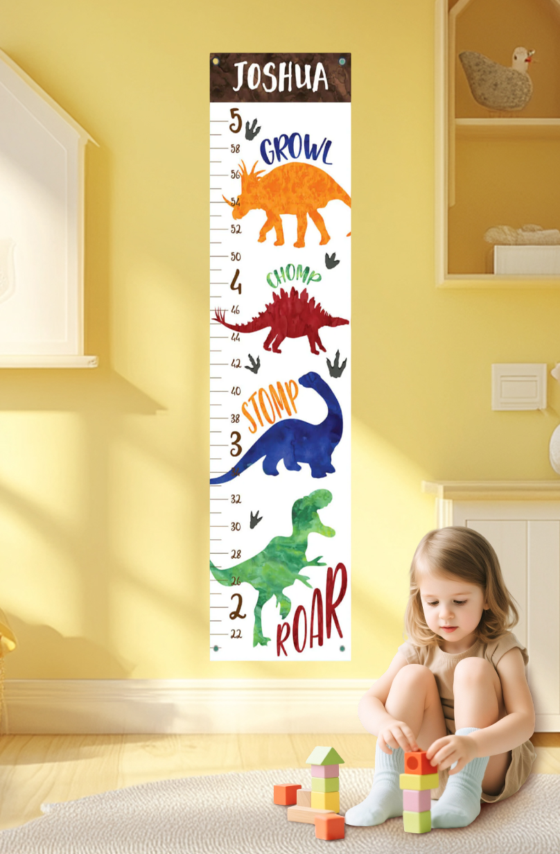 Personalized Dinosaur Hanging Canvas Height Ruler