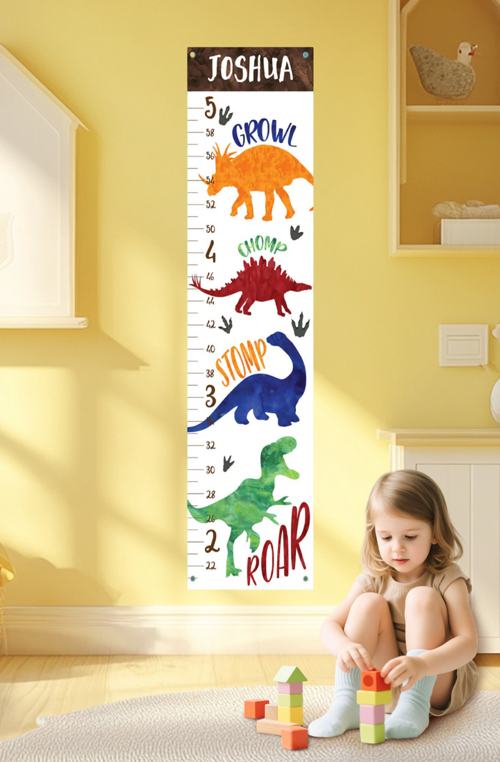 Personalized Dinosaur Hanging Canvas Height Ruler