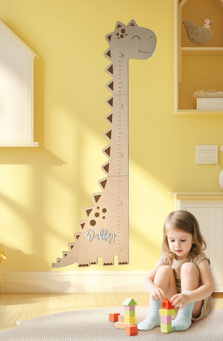 Personalisierter Holz-Dinosaurier-Wachstumsdiagramm-Lineal