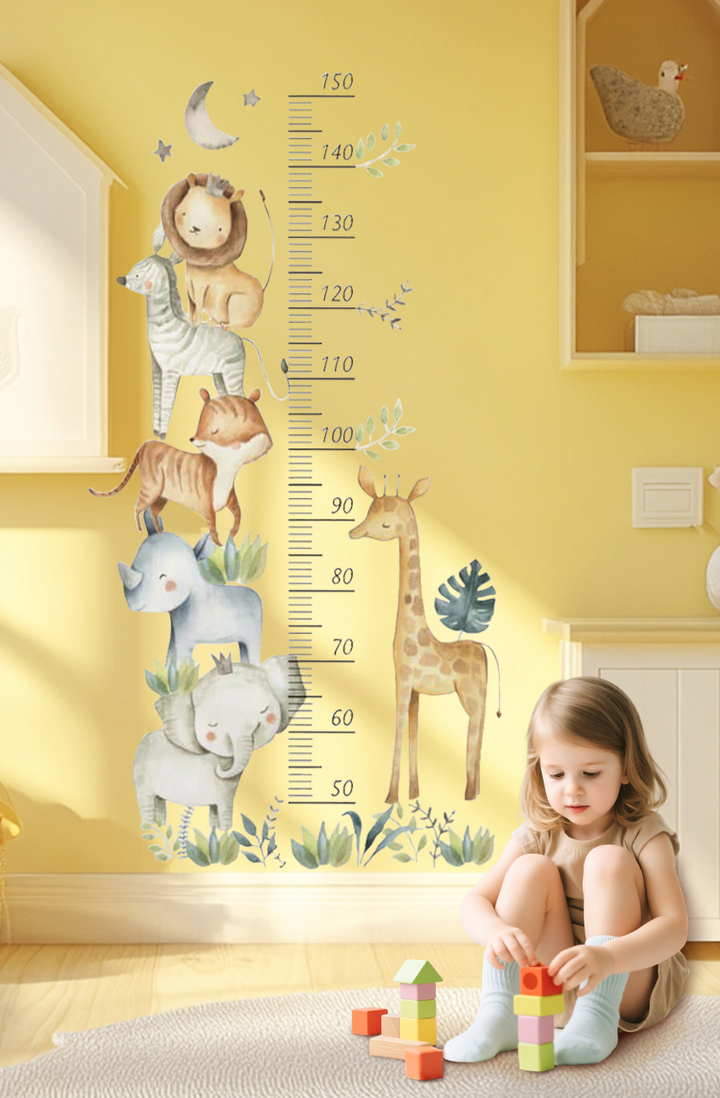 Cute Animals Growth Chart Wall Stickers