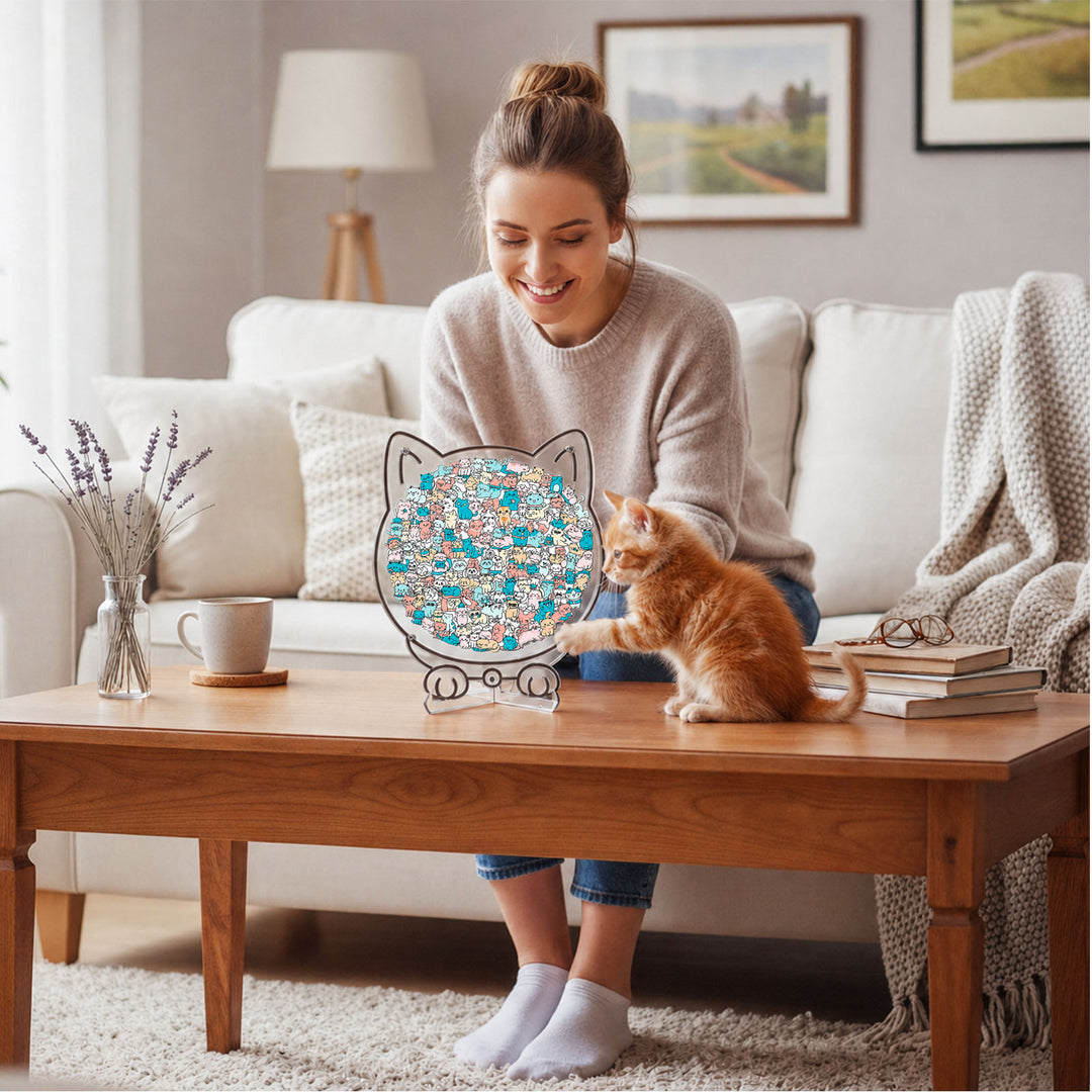 Acrylic Jigsaw Puzzle Suncatcher - Home of Kittens