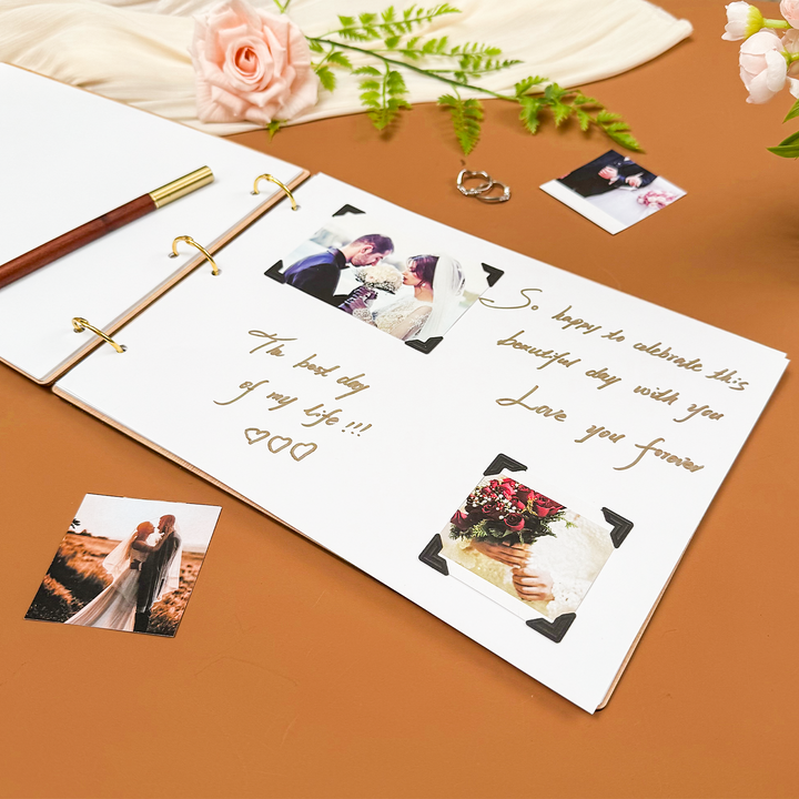 Wedding Wooden Carved Photo Album - Personalized Gift