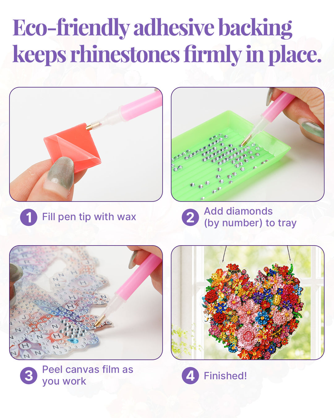 5D DIY Diamond Painting Suncatcher Kit - Blooming Heart