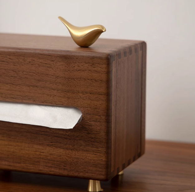 Copper Bird Wooden Tissue Box