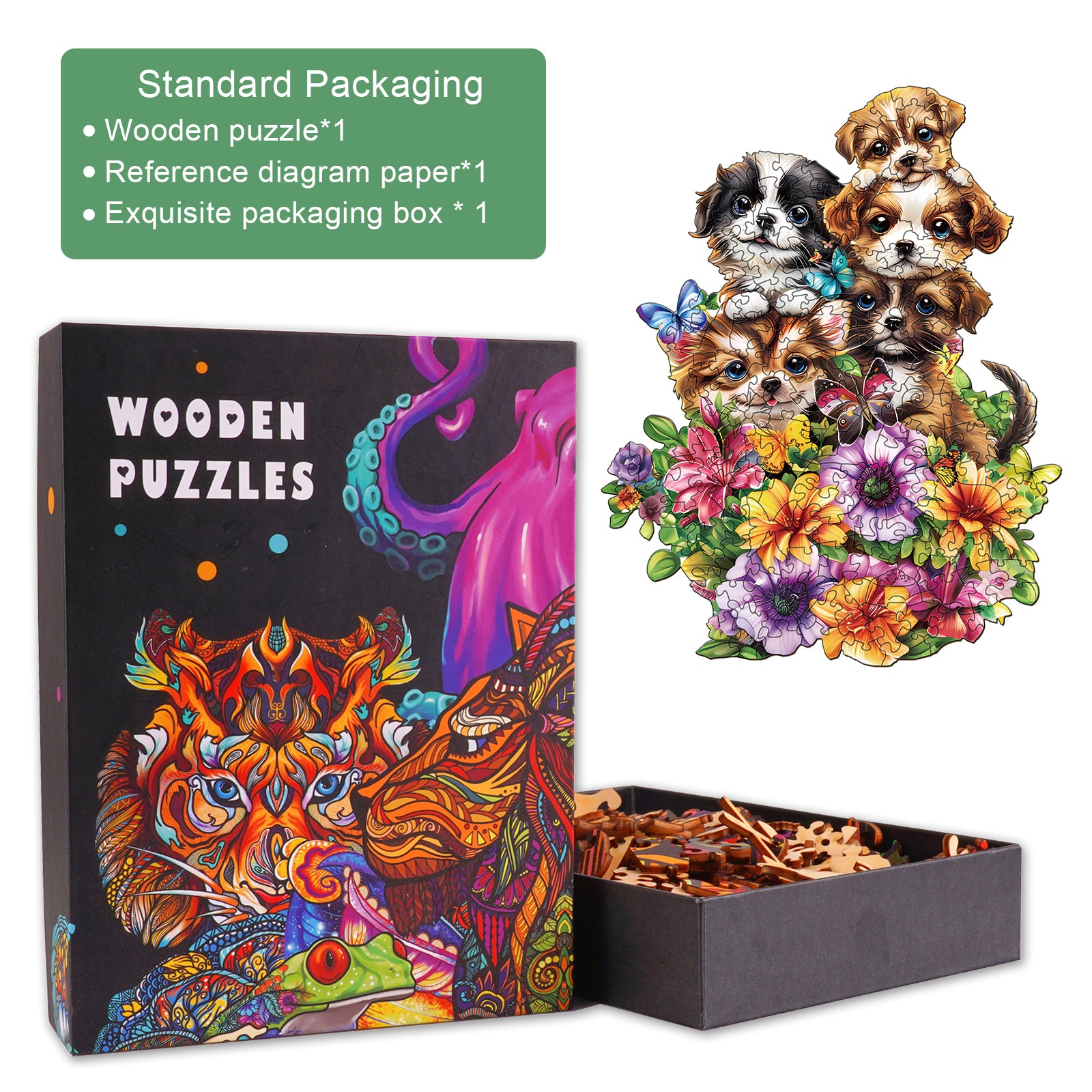 Süße Hunde Holzpuzzle