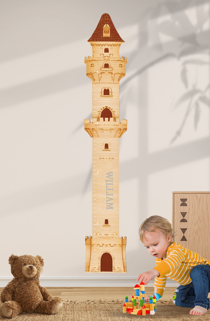 Personalisierte hölzerne Wachstumsdiagramm-Maßstab in Form einer Burg