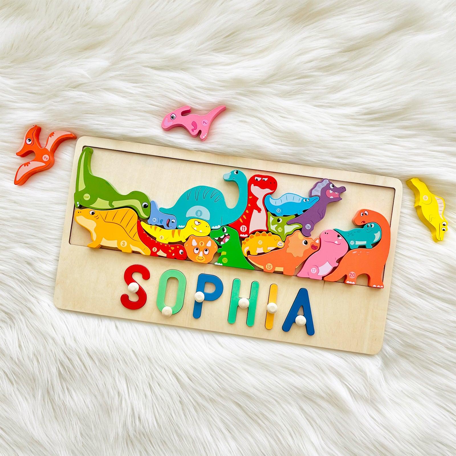 Personalized Baby Name Puzzle With Dinosaur