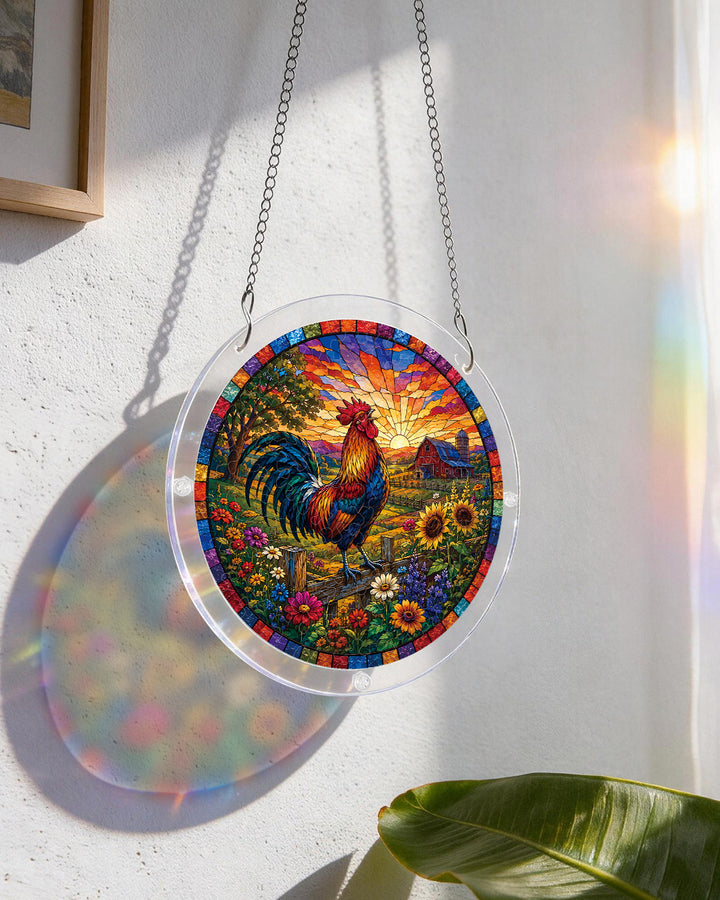Acrylic Jigsaw Puzzle Suncatcher - Sunrise Rooster