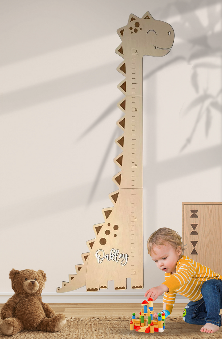 Personalisierter Holz-Dinosaurier-Wachstumsdiagramm-Lineal