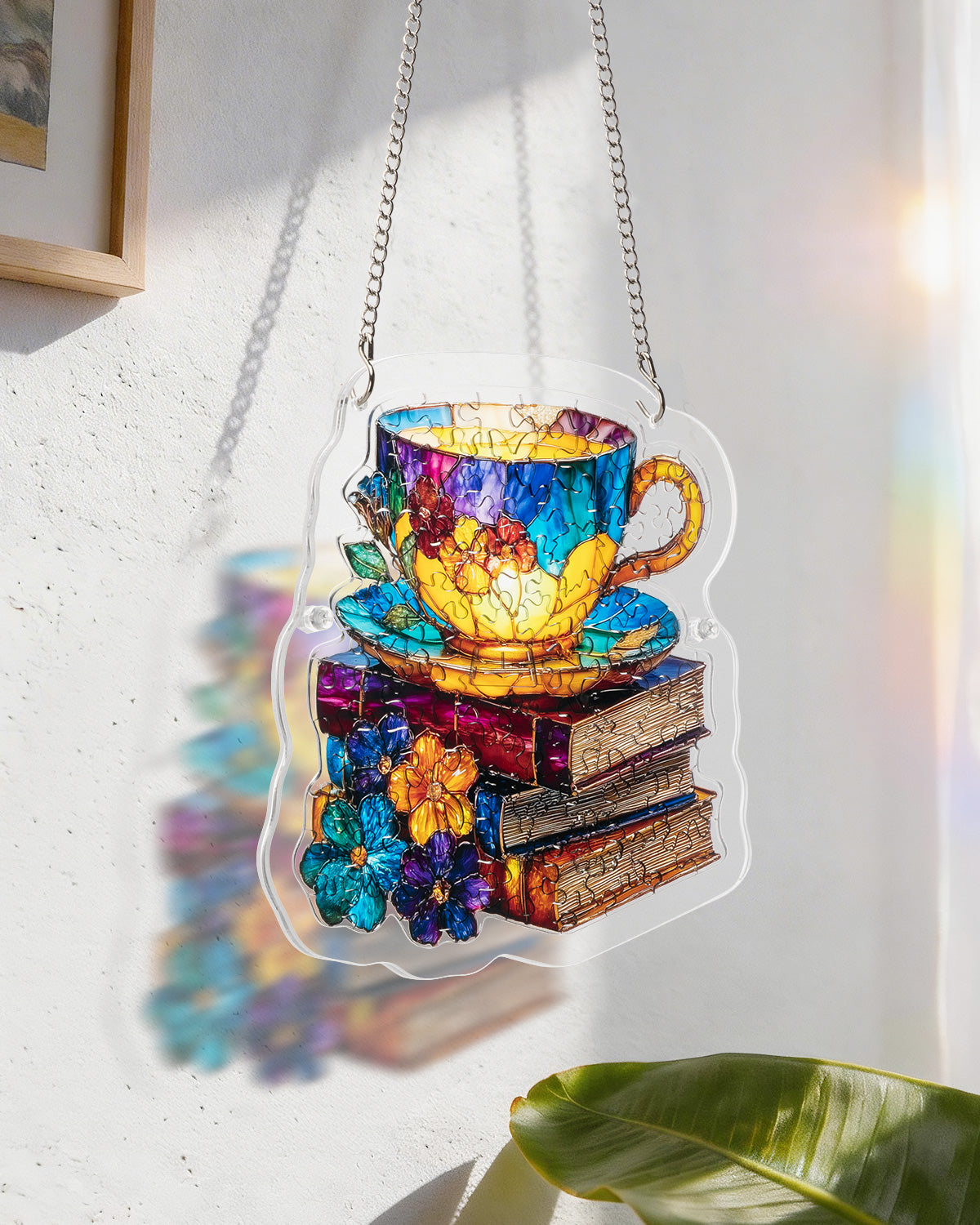 Acryl-Puzzle-Sonnenfänger – Strahlende Blüte Teetasse
