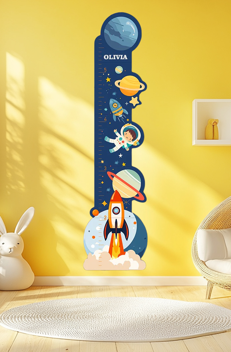 Personalized Wooden Space Rocket Growth Chart Height Ruler