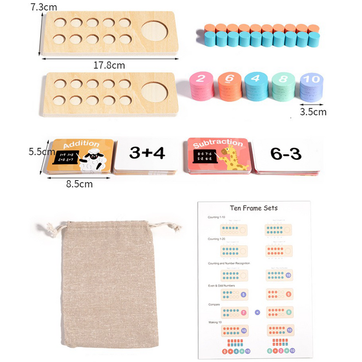 Wooden Children's Tens Digit Addition And Subtraction Math Toy