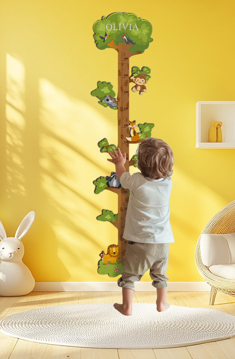 Personalized Wooden Forest Animal Growth Chart Ruler