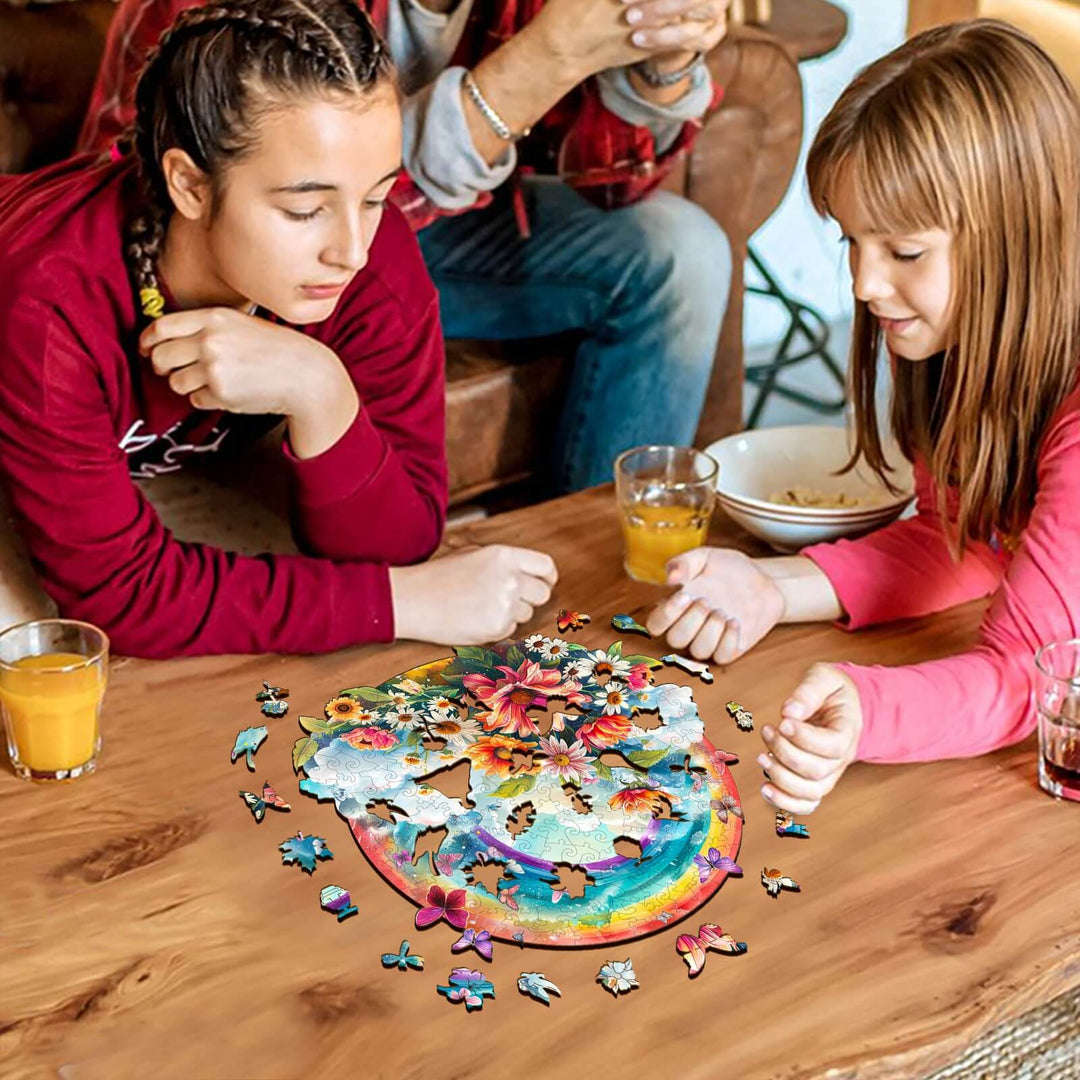 Rainbow and Flowers Wooden Jigsaw Puzzle - Woodbests