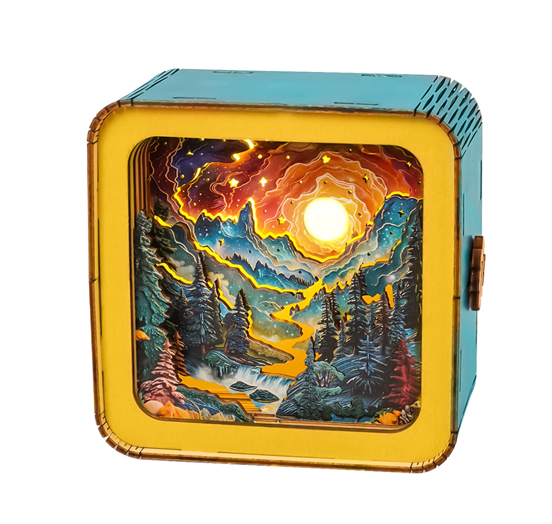 Golden River in Forest Kit - 3D Wooden Puzzle Night Light - Woodbests