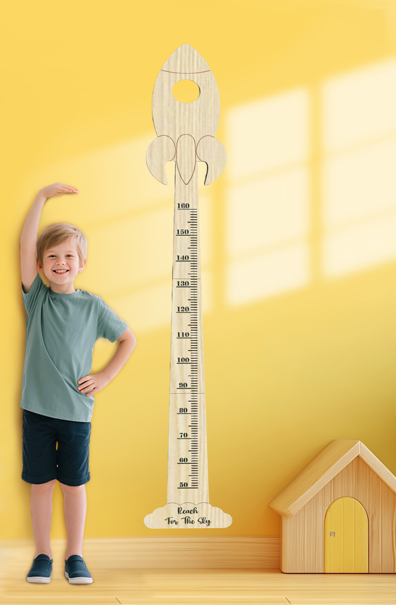 Personalized Wooden Rocket Growth Chart Nursery Decor