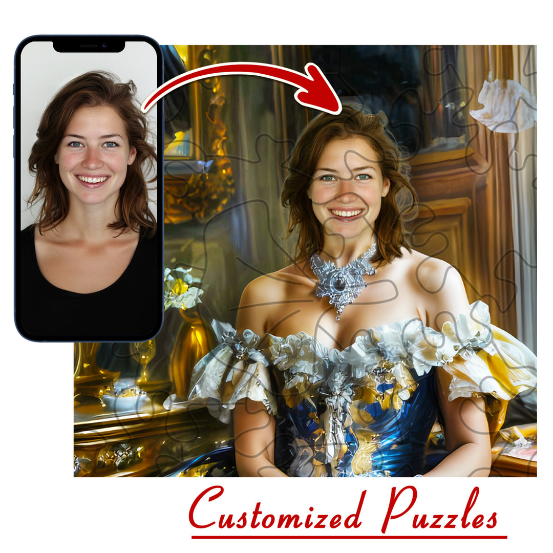 Gesicht individuelles Fotopuzzle – Fensterdame