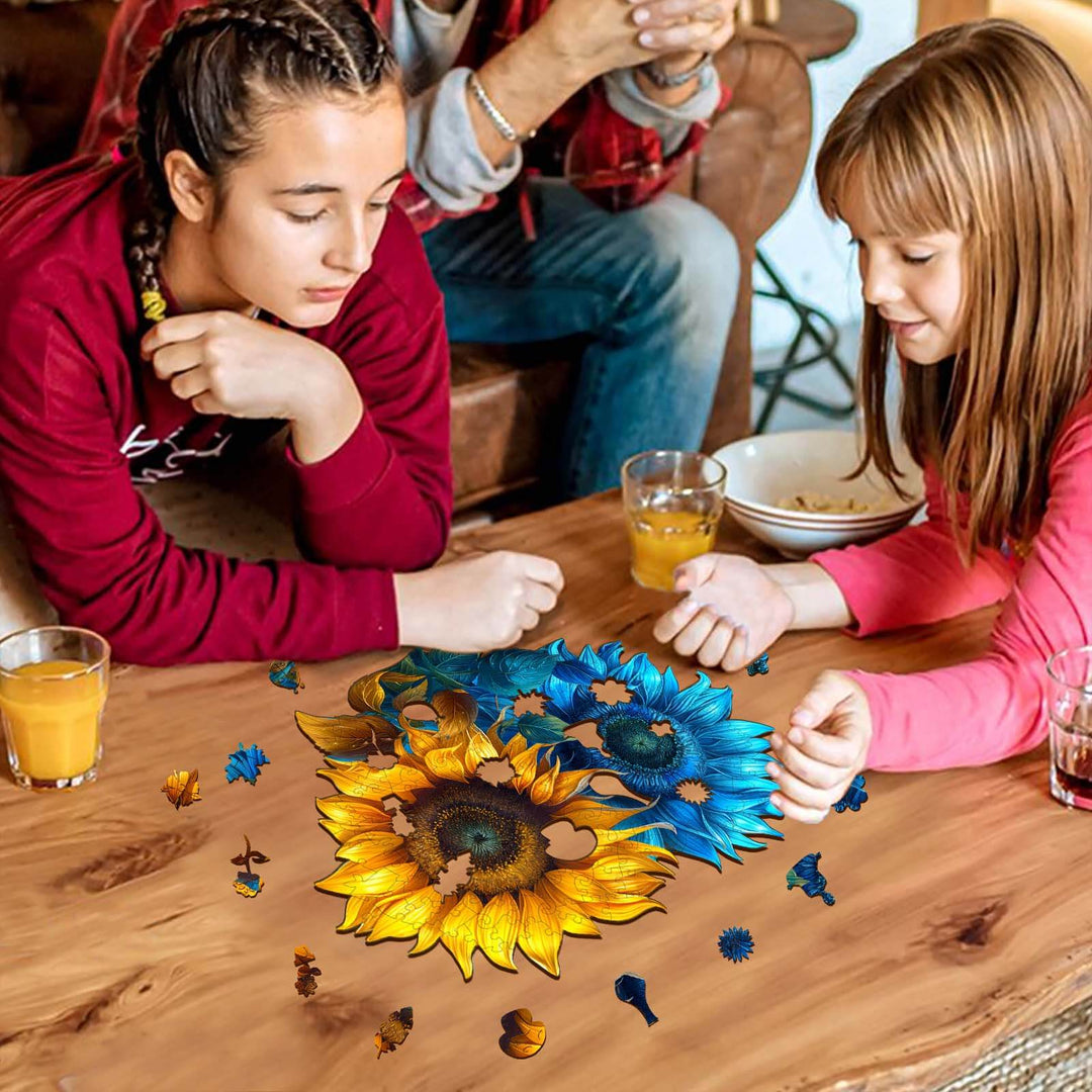 Yin Yang Sunflower Wooden Jigsaw Puzzle