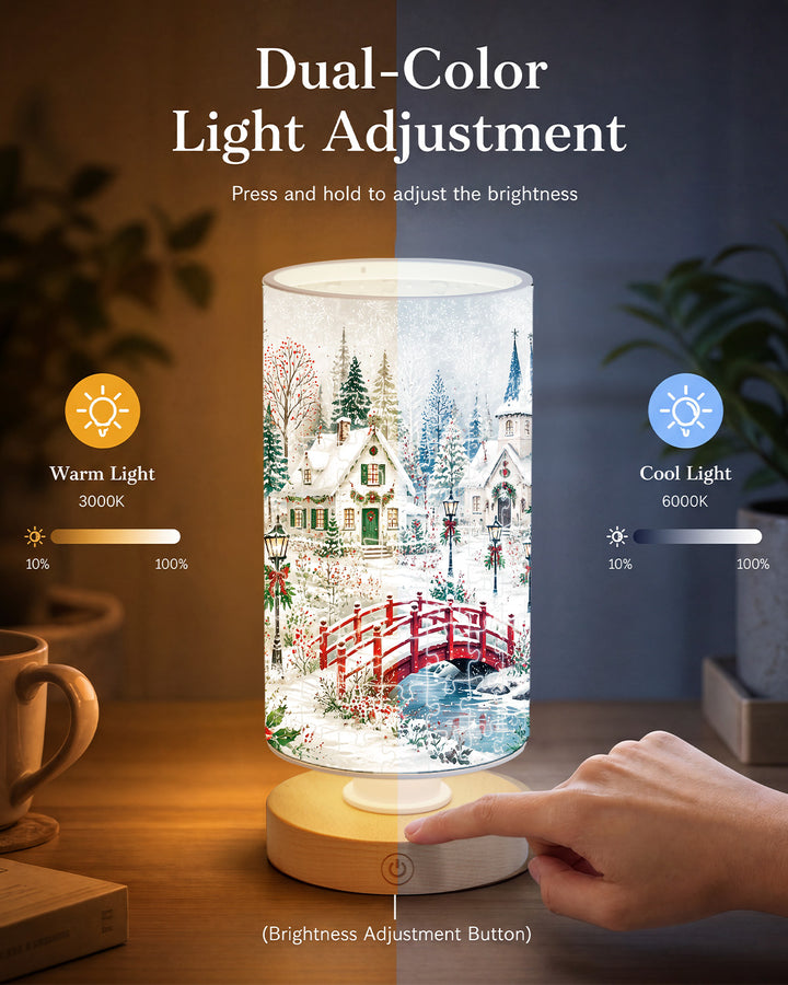 DIY Dimmable Acrylic Puzzle Lamp - Christmas Snow Village