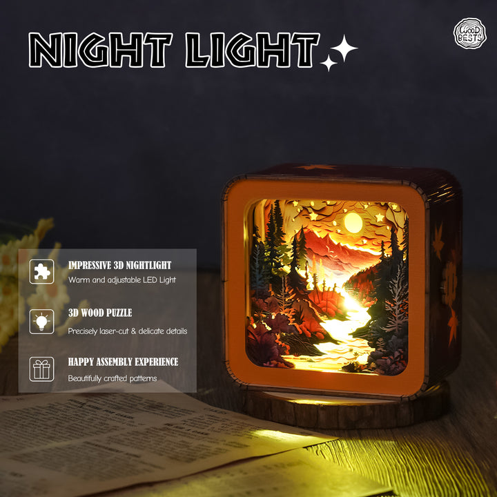 UV Forest Sunset Kit, 3D Wooden Puzzle Night Light